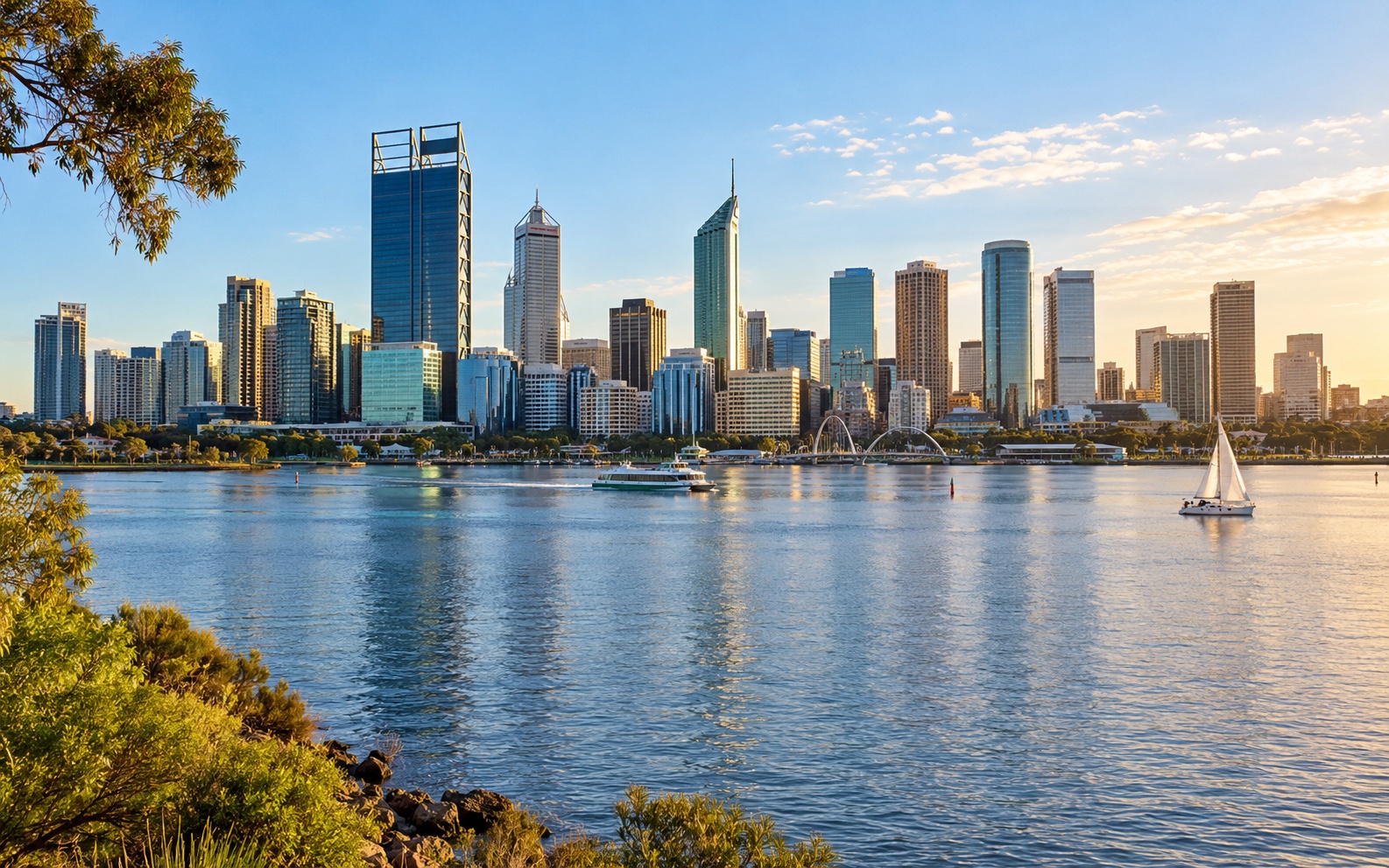 Perth coastline and city skyline